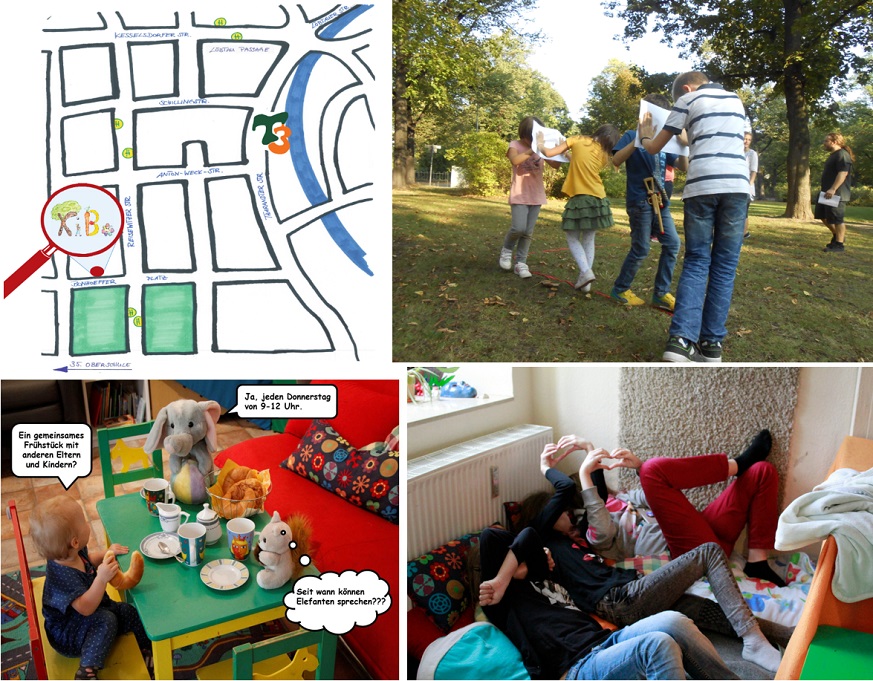 spielende Kinder und Lage des Kindertreff KIBO
